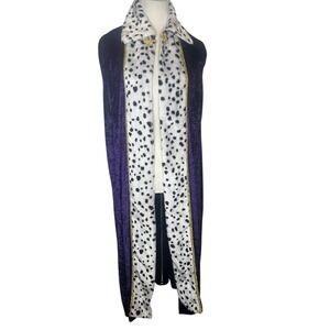 Purple Velveteen Queen Robe Costume Cape Dalmatian Faux Fur Trim Halloween Adult